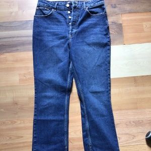 Free people hi-rise button fly raw hem jeans 31